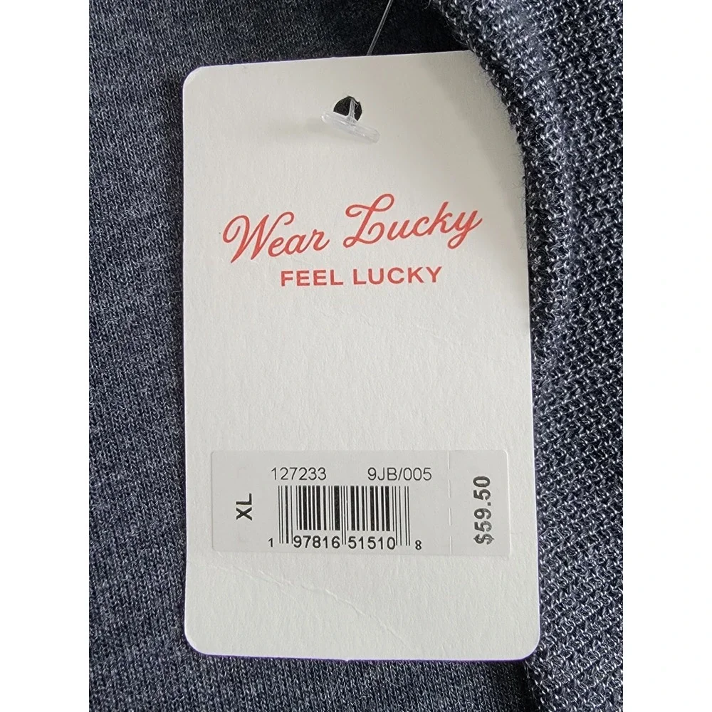 Lucky Brand NEW Mens XL Grey Henley Long Sleeve Raglan Waffle Knit Sweater Shirt